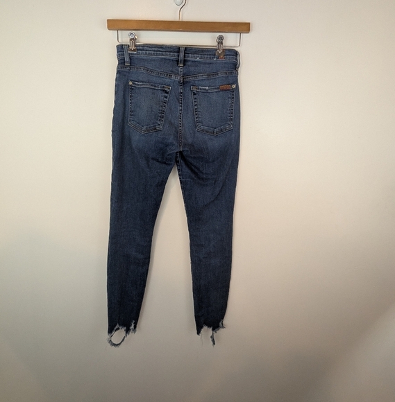 7 For All Mankind The High Waist Skinny Raw Ankle Jeans, Sz 27 - Picture 3 of 6